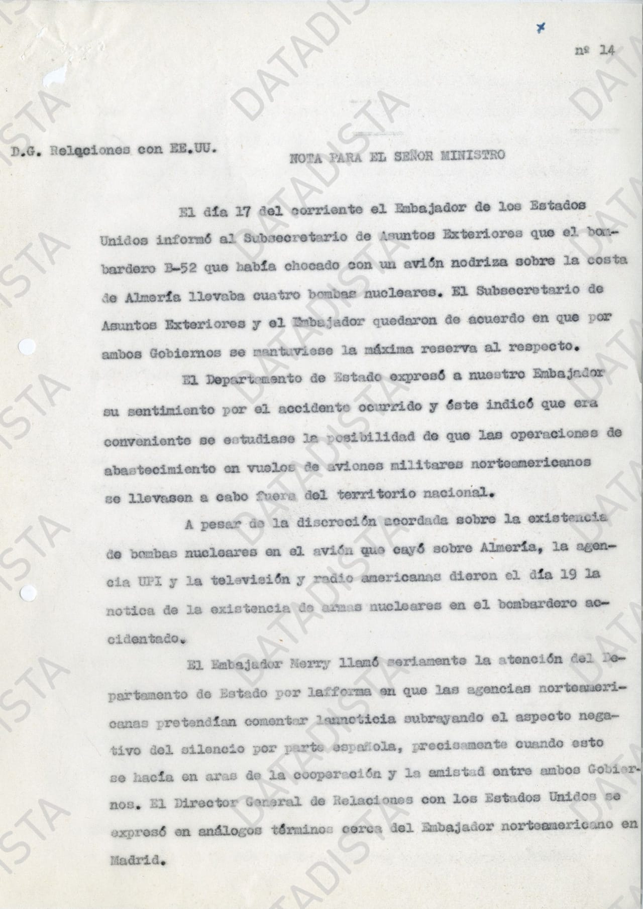 Documento desclasificado Palomares
