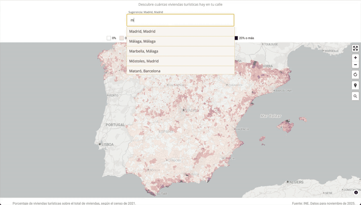 MAPA | La presión de los pisos turísticos en tu barrio, calle a calle