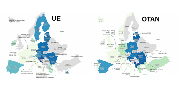 MAPAS: Países OTAN  vs países UE, la Europa de los clubes de defensa mutua