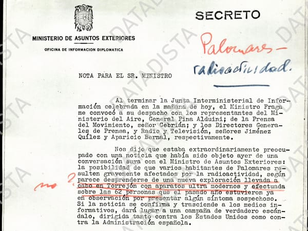 Fraga, "extraordinariamente preocupado" por si se difunden los indicios de contaminación en personas