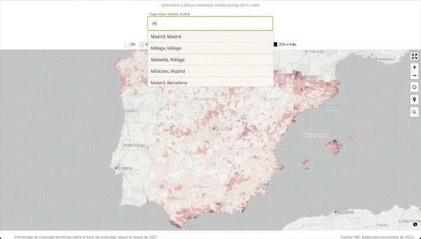 MAPA | La presión de los pisos turísticos en tu barrio, calle a calle
